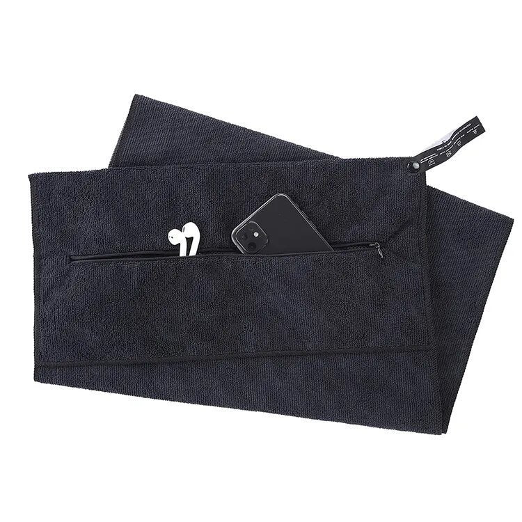 FlexTowel – Sport Gym Towel with Compact Zipper Pocket