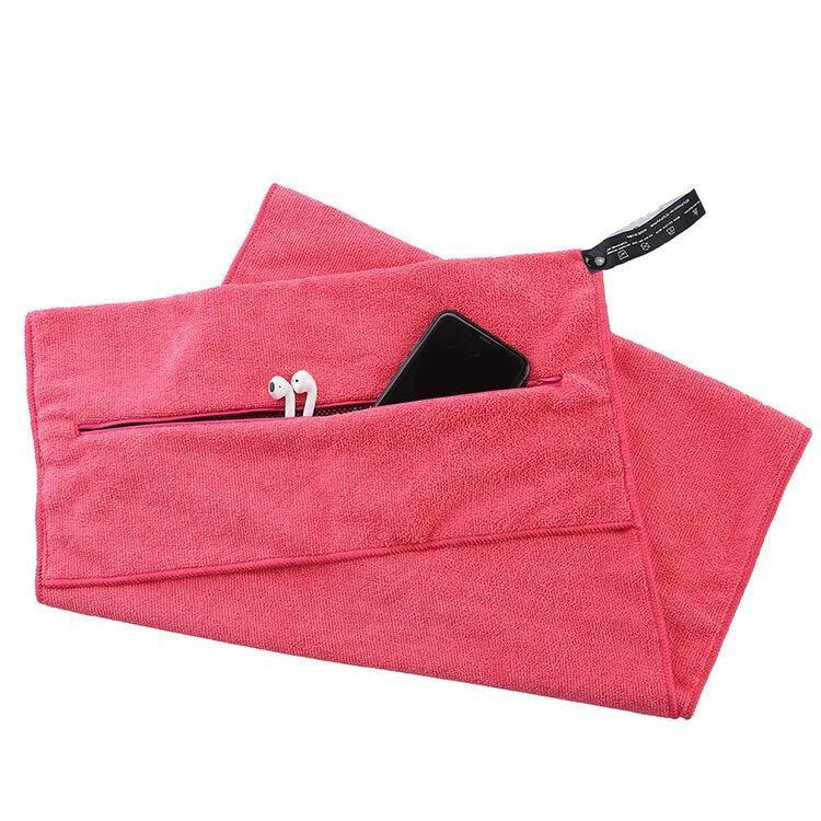 FlexTowel – Sport Gym Towel with Compact Zipper Pocket
