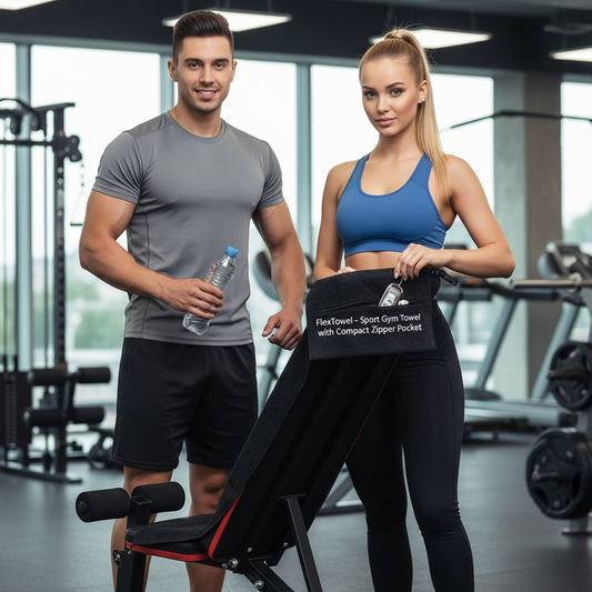 FlexTowel – Sport Gym Towel with Compact Zipper Pocket