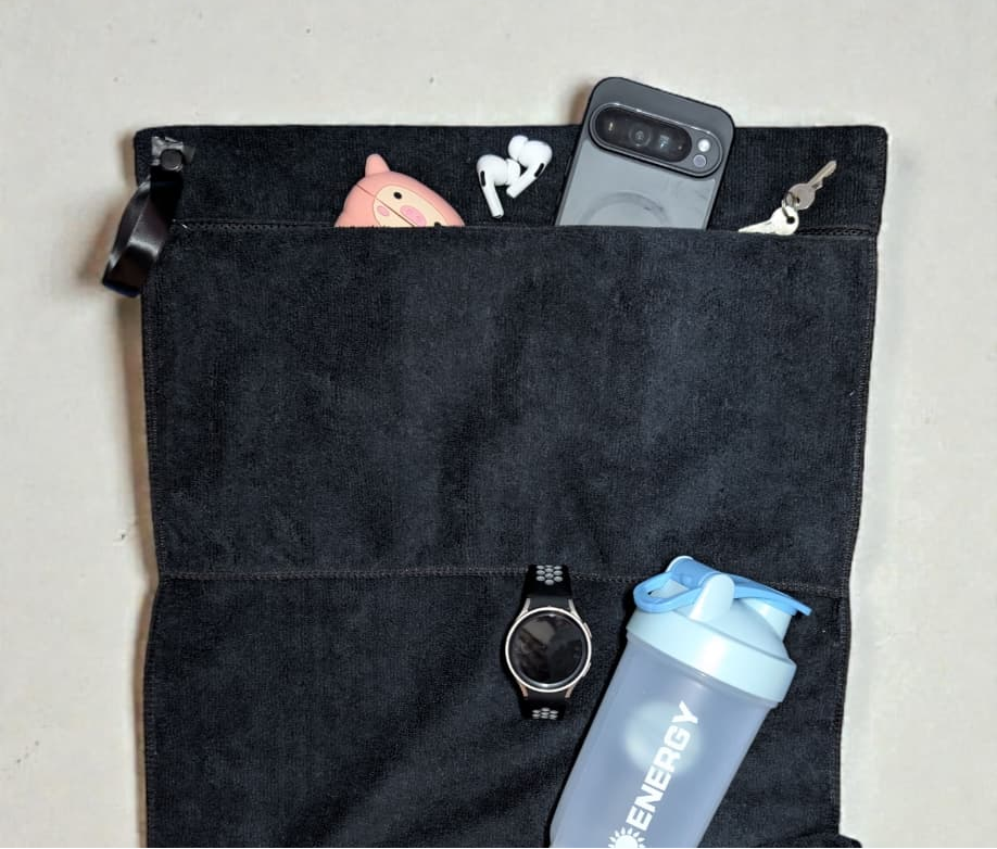 The FlexTowel- Anti Germ Gym Towel with zipper pocket
