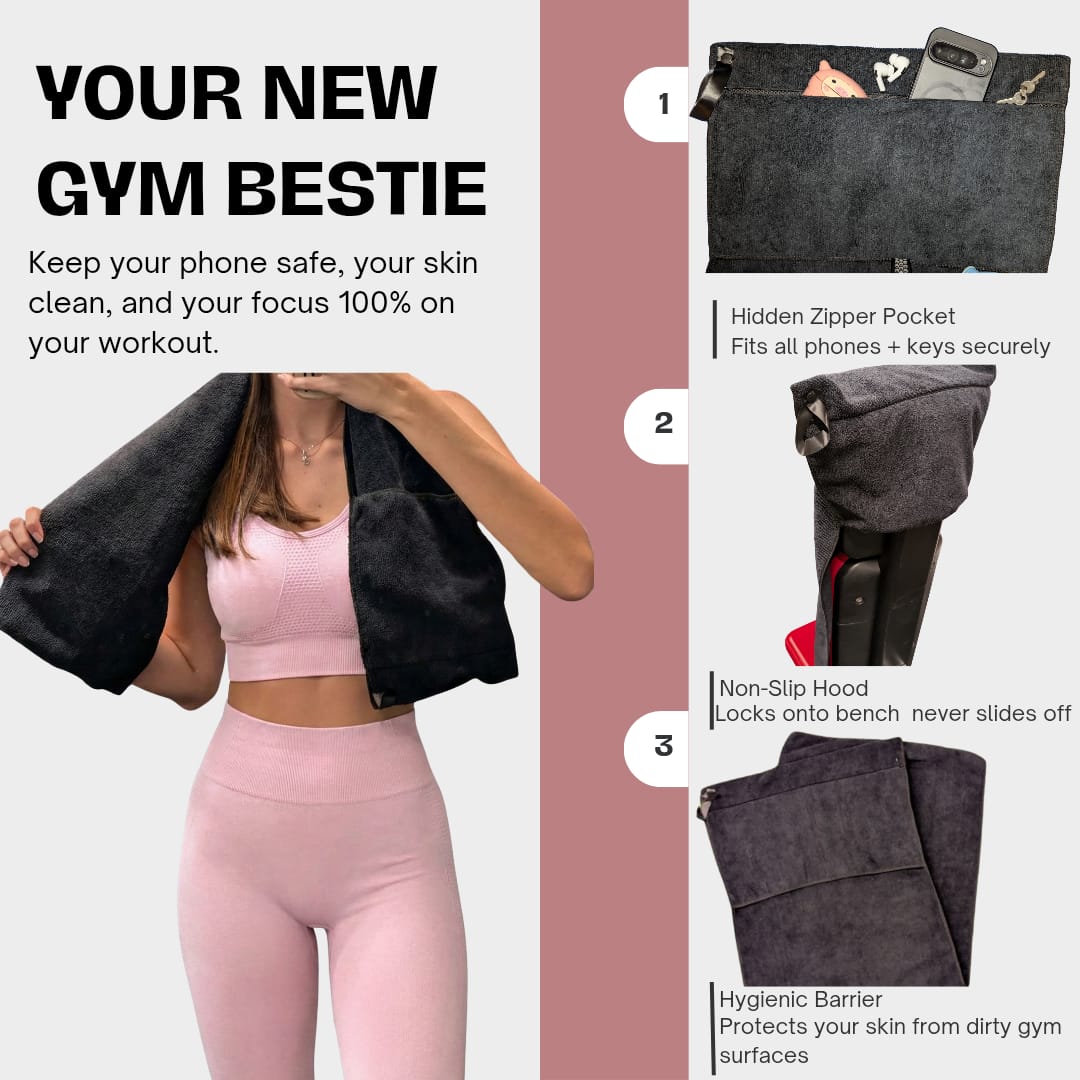 The FlexTowel- Anti Germ Gym Towel with zipper pocket