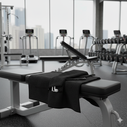 FlexTowel – Sport Gym Towel with Compact Zipper Pocket